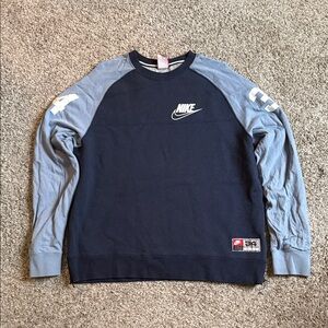 Nike Men's Blue and Light Gray Crewneck Sweater